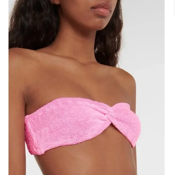 NWOT New Hunza G Ariel Bandeau Pink Bubblegum Bikini Swim Swimsuit One Size - Picture 8 of 8